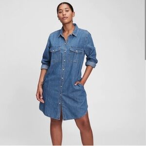 Gap Denim Long Sleeve Dress with Utility Pockets